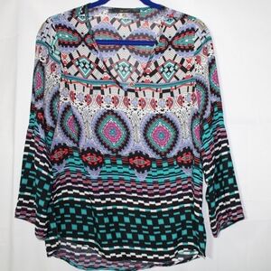 Fun 2 Fun Stitch Fix Geometric Top Blouse Shirt S